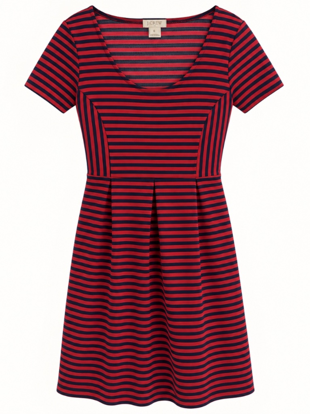J.Crew Red and Navy Striped Fit-and-Flare Dress, Size 6